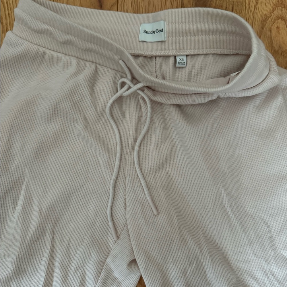 Aritzia Sunday Best Light Pink Waffle Knit Pants